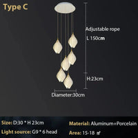 Suspension design Escalier moderne pour hôtel de luxe en céramique avec éclairage LED en forme de pétale
