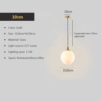 Lustre Nordique en Verre: Suspension Boule Ronde Design 8-50 cm pour Maison, Bar, Chambre, Salon et Café