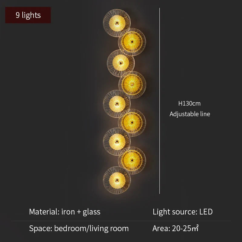 Applique murale ronde moderne en cristal avec LED intégrées