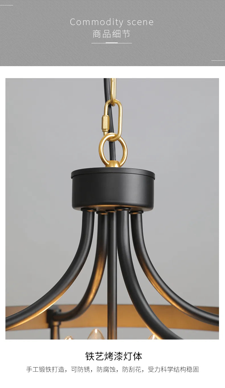 Lustre Suspendu en Fer Rustique Moderne