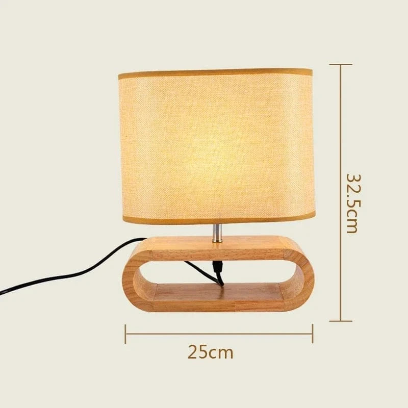 Lampe de table nordique en bois - Créativité moderne avec abat-jour en lin