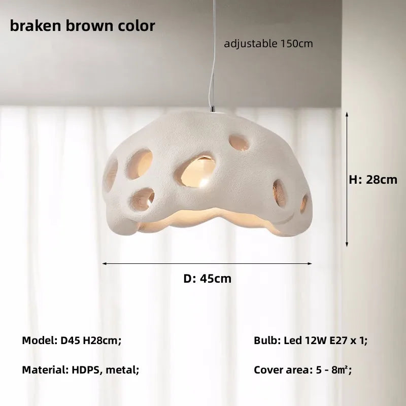 Lustre LED design en suspension nordique Wabi Sabi irrégulier