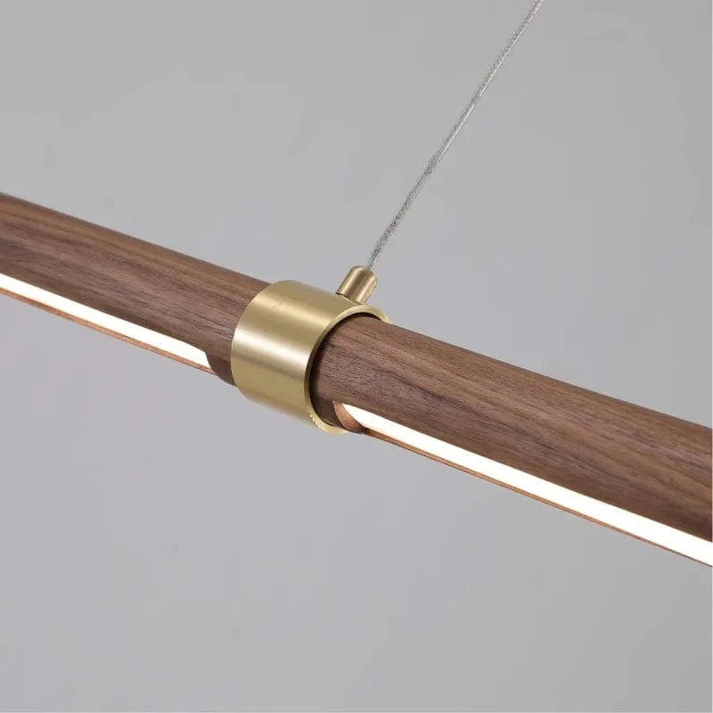 Lustre Long en Bois Élégant