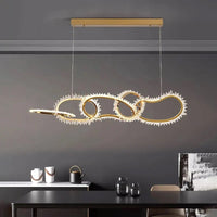 Lustre de luxe en cristal avec anneaux LED modernes - Élégance Brillante