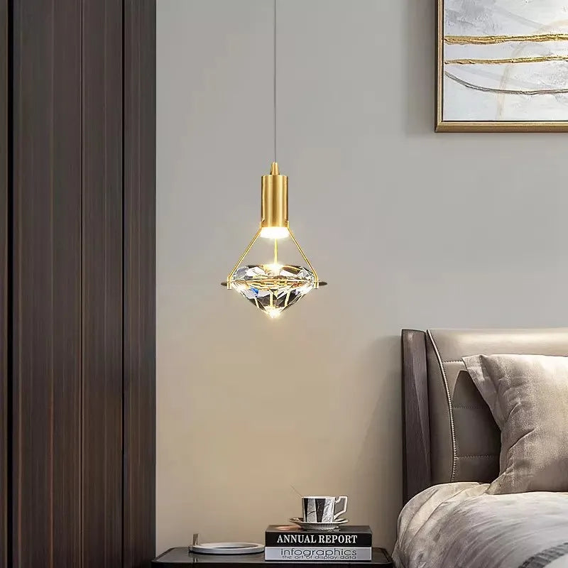 Lampe de suspension LED de luxe en cristal diamant - Éclairage créatif nordique