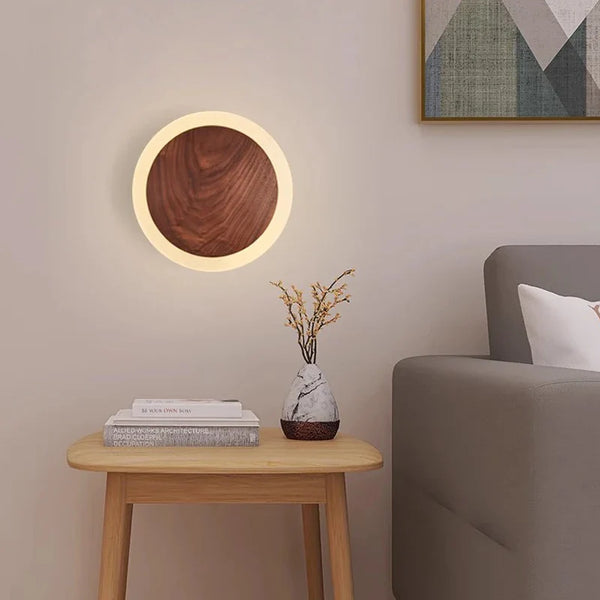 Applique murale LED nordique en noyer - Éclairage stylisé