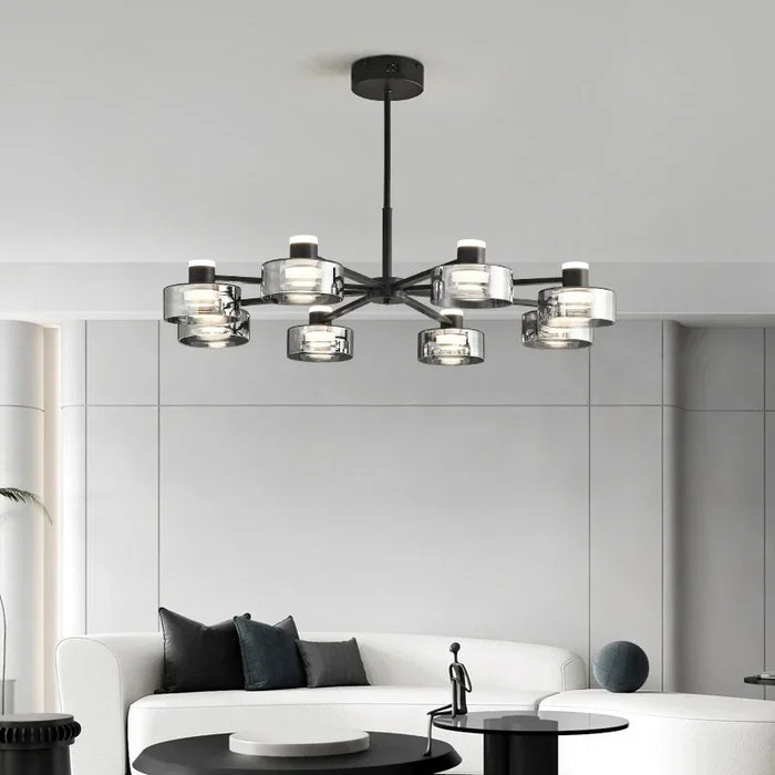 Lustre LED Minimaliste Moderne en Verre et Cuivre - Design Épuré