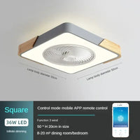 Plafonnier LED en bois design moderne avec ventilateur et télécommande