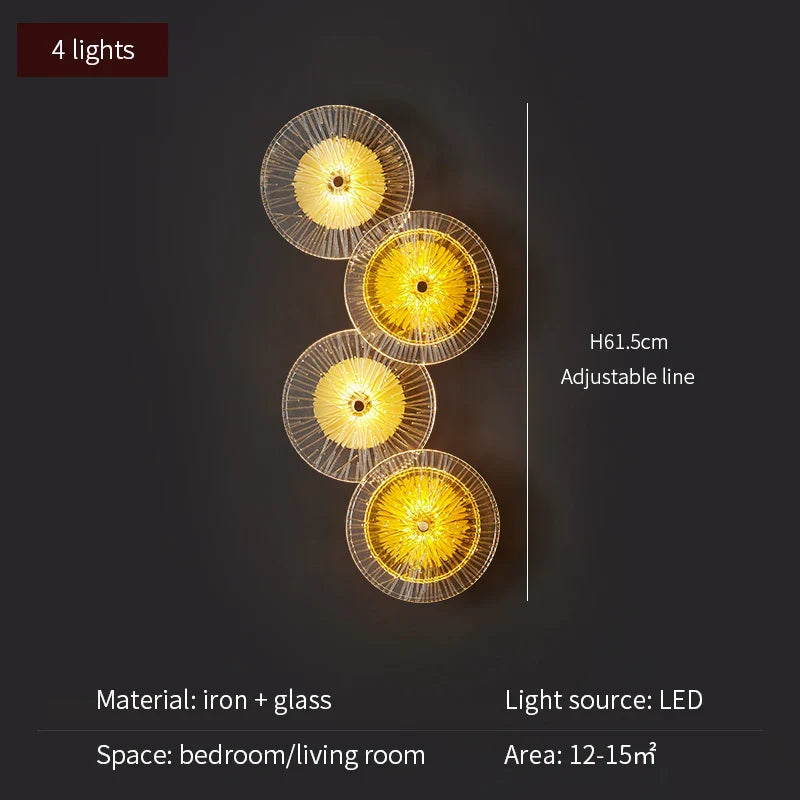 Applique murale ronde moderne en cristal avec LED intégrées