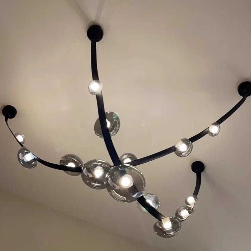 Lustre DEL Chic Minimaliste en Cuir et Verre pour Décoration