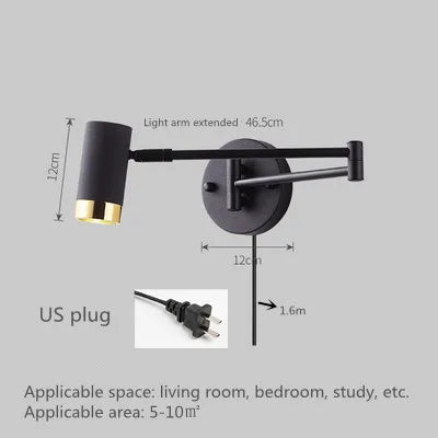 Applique murale LED SwingLight : bras télescopique, interrupteur intégré, design intérieur unique