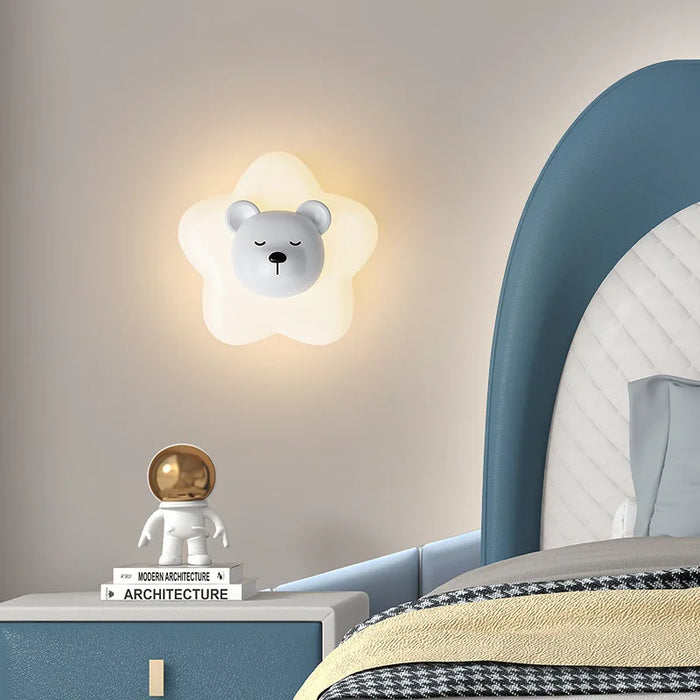 Applique murale LED étoile lune ours lapin minimaliste design