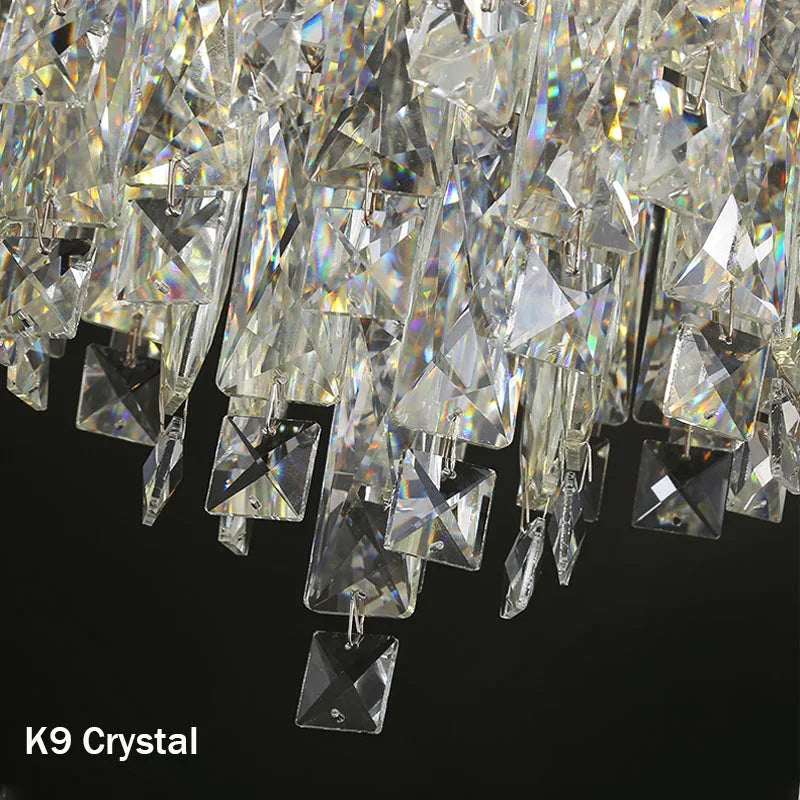Plafonnier circulaire de luxe en cristal contemporain