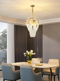Lustre Nordique Moderne en Cristal avec LED et Glands Lumineux