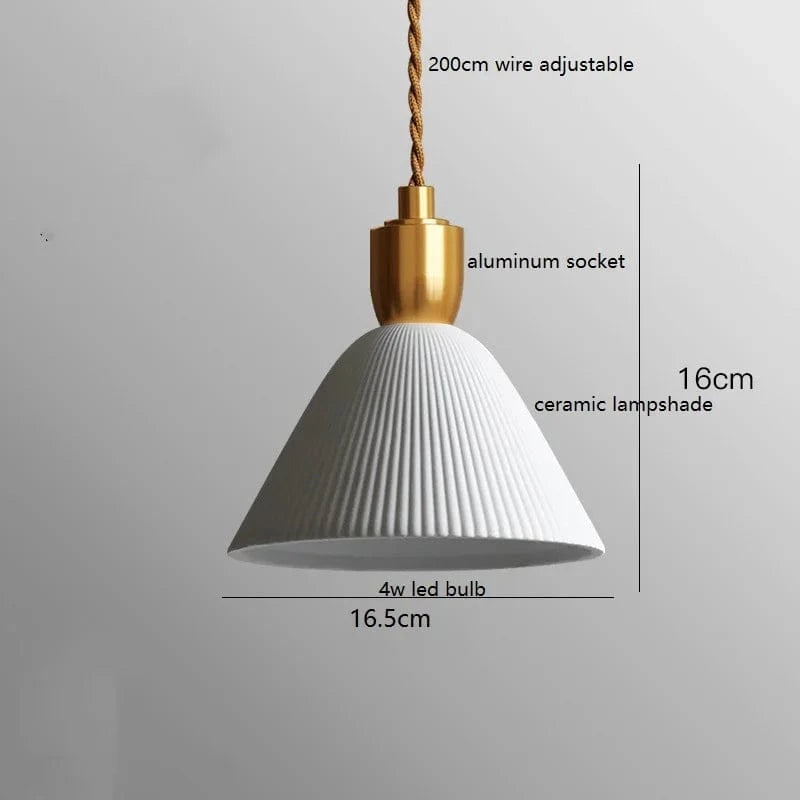 Luminaire Suspendu LED en Noyer Céramique Style Nordique Japonais iwhd