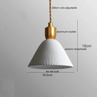 Luminaire Suspendu LED en Noyer Céramique Style Nordique Japonais iwhd