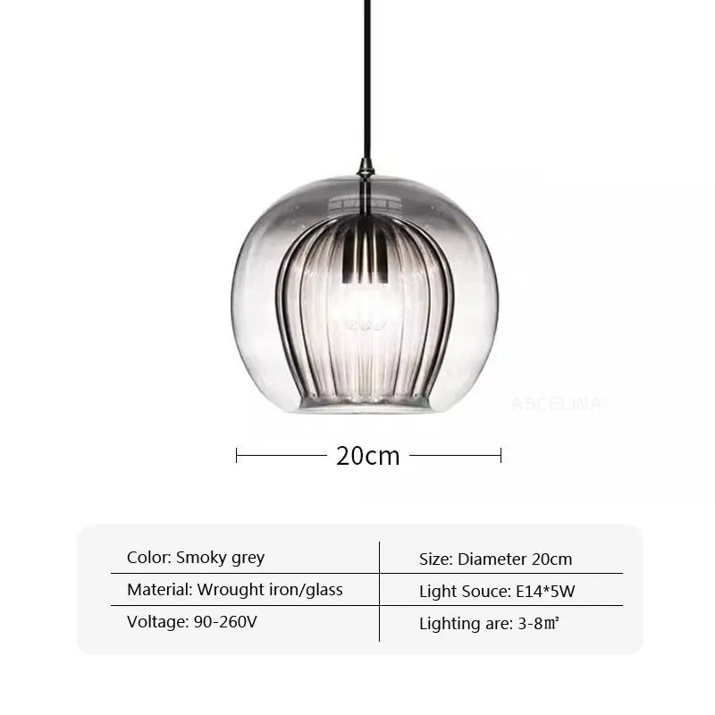 Suspension LED en verre au design nordique - Gris fumé influence scandinave