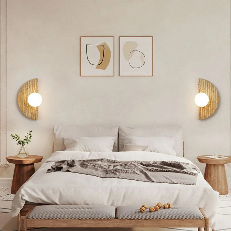 Applique murale en pierre naturelle avec demi-cercle en verre blanc - Collection Élégance naturelle