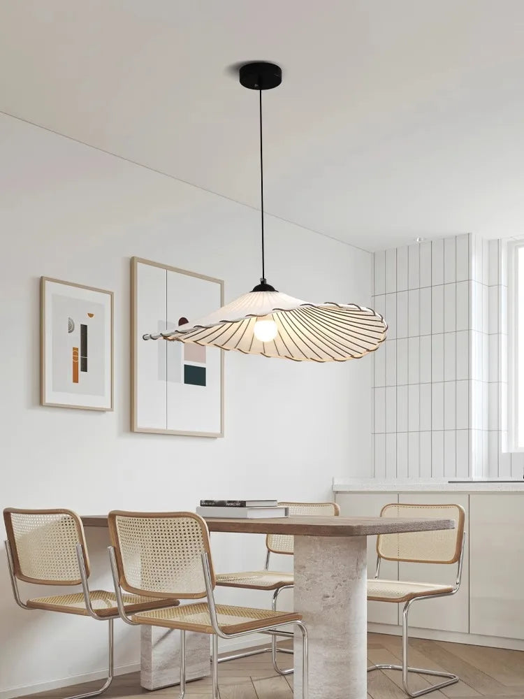 Lustre nordique LED en tissu pour décoration de la maison
