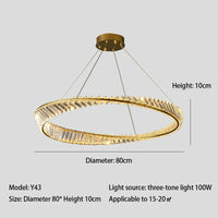 Lustre LED Moderne en Cristal K9 avec Anneau Irrégulier - Collection Élégance Cristalline