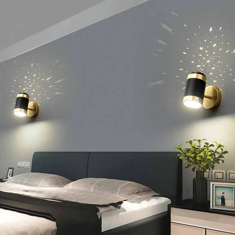 Applique murale nordique moderne avec projection d'étoiles rotative et pliante.
