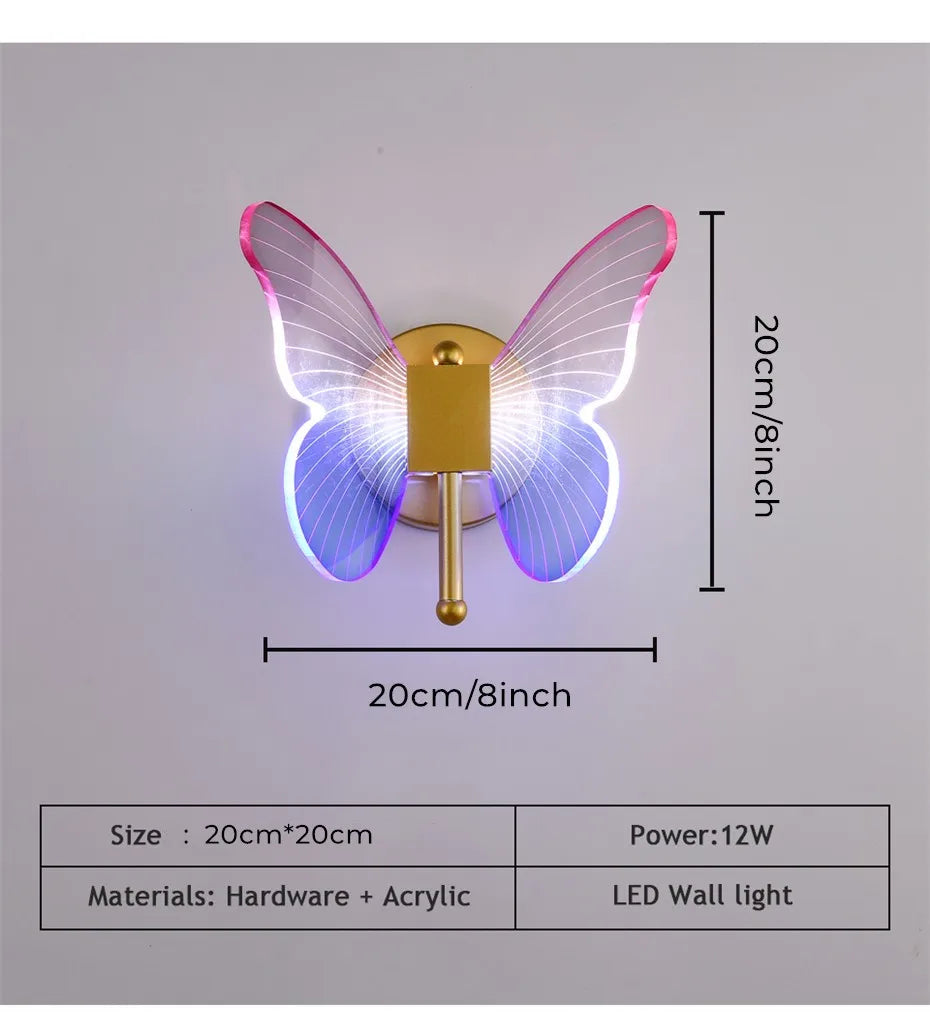 Suspension Lumineuse Papillon en Acrylique