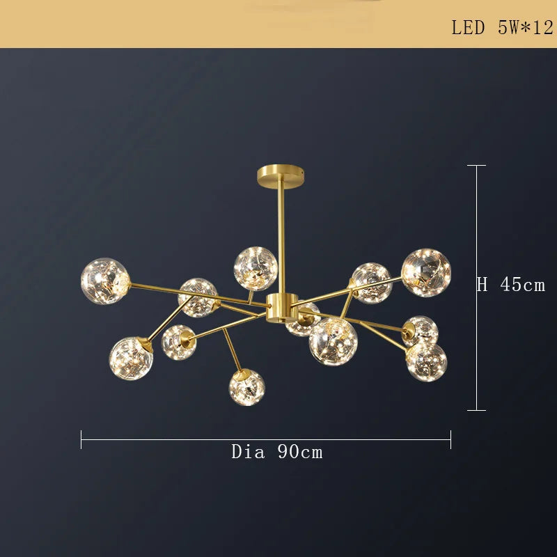 Lustre Cuivre Moderne et Minimaliste avec Étoile LED
