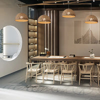 Lustre moderne en rotin artisanal
