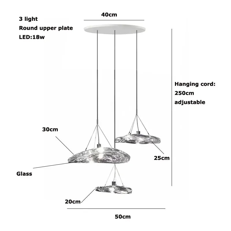 Suspension LED en verre design nordique Manta.
