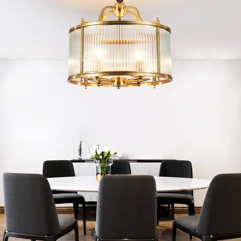 Lustre Moderne en Cuivre avec Tubes de Verre LED - Élégance Illuminée