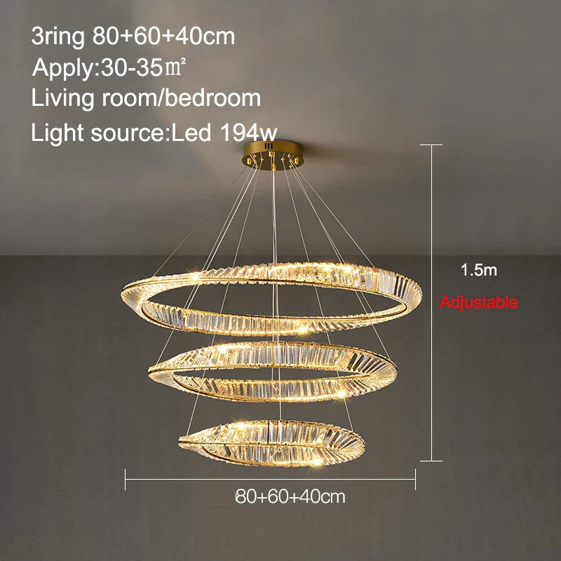 Lustre de plafond en cristal LED nordique de luxe pour salon et salle à manger