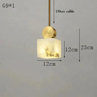 Suspension nordique en marbre et cuivre avec lumières LED - Luxe et élégance