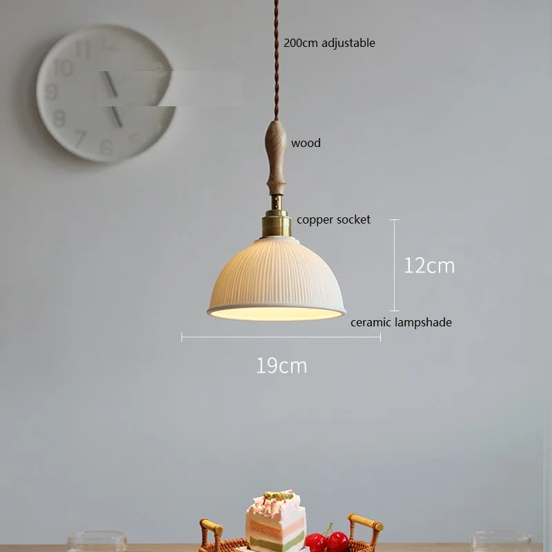 Suspension céramique fleur LED nordique moderne