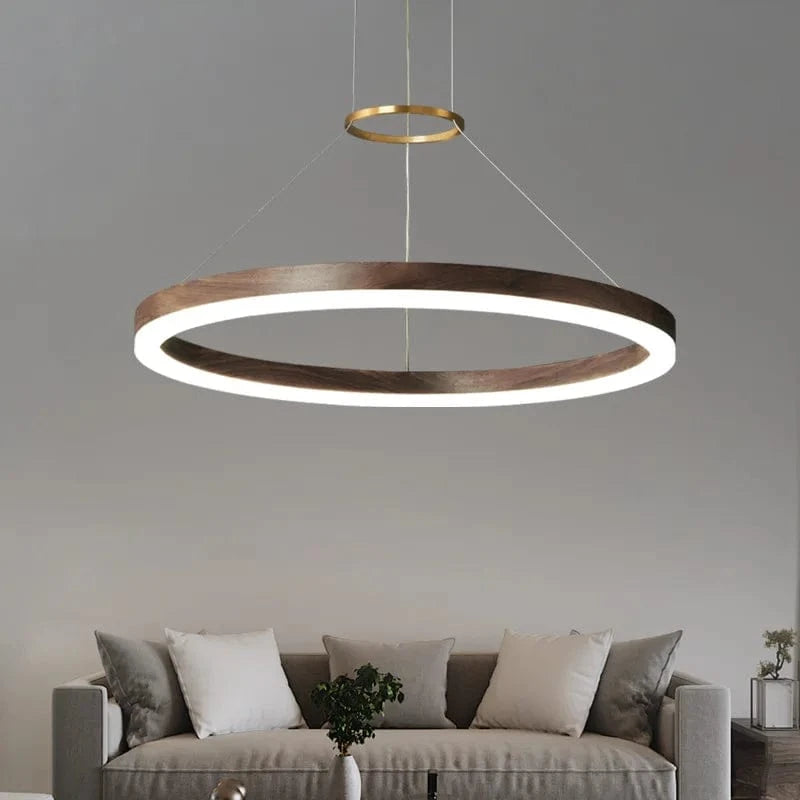 Lustre Moderne en Bois Massif avec Lumières LED de 2024