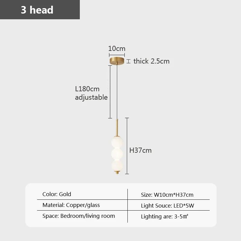 Suspension design boules en verre nordique LED cuivre Vent Gourde Décoration