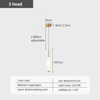 Suspension design boules en verre nordique LED cuivre Vent Gourde Décoration