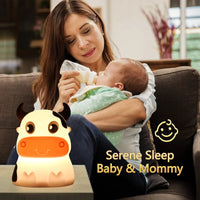 Veilleuse Mignon Vache 7 Couleurs En Silicone Souple - Lampe Enfant Veilleuse À Distance LED