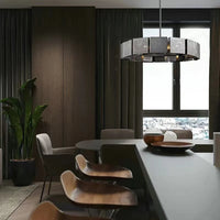 Lustre suspendu LED postmoderne en métal noir - Style industriel