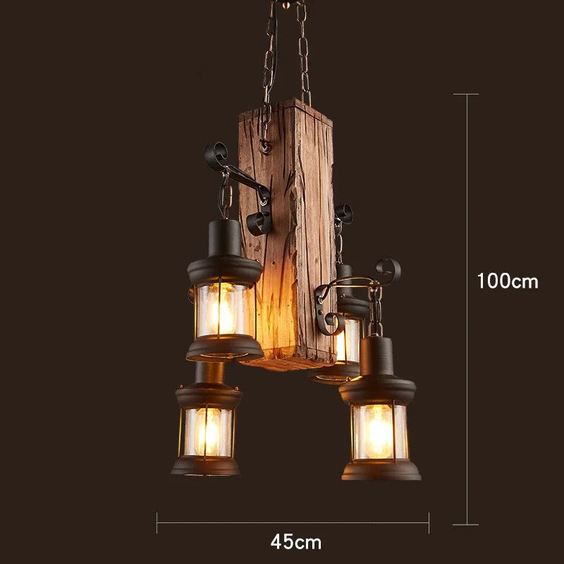 Lustre LED rétro industriel antique LOFT Bar Vintage Art bois E27