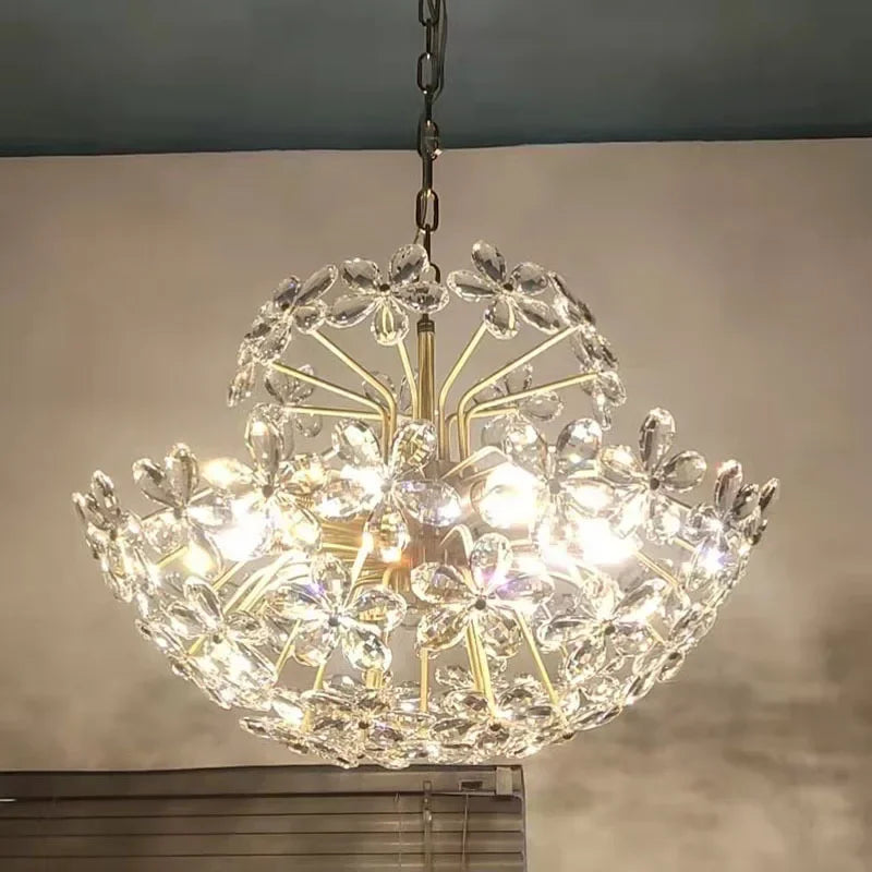 Lustre Plafond Rétro Fleur Cristal LED QFontaines D'Intérieur