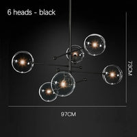 Lustre en verre noir et or LED moderne pour le salon et la chambre