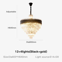 Lustre en Cristal Noir de Luxe Moderne LED