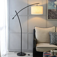 Lampadaire Luxe en Métal avec Abat-Jour en Tissu