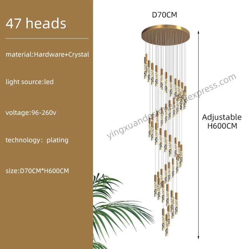 Suspension d'escalier en cristal Luxe & Élégance