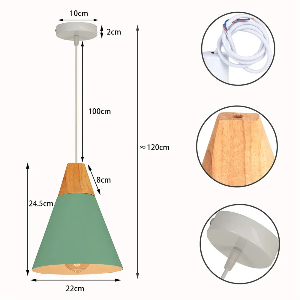 Suspension nordique en bois et métal - Vert éclatant