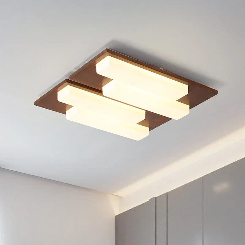 Plafonnier LED Bois Véritable Moderne - 4/6/9 Têtes Luminaire Intérieur