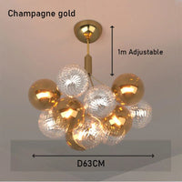 Lustre plafonnier design boule de verre multicolore luxe illuminant
