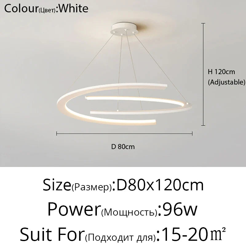 Lustre moderne nordique à anneaux pour restaurant
