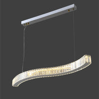 Lustre moderne en acier avec cristaux et lumières LED suspendues - Luxe Éclatant