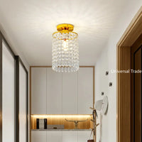 Plafonnier LED Luxe en Cristal K9 avec Structure en Acier Inoxydable